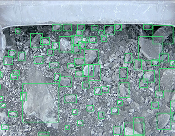 Grain size analysis in bucket